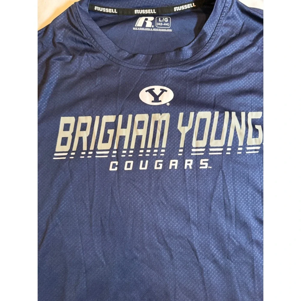 Russell‎ Athletic BYU Cougars Mens Navy Blue Performance Graphic T-Shirt Large